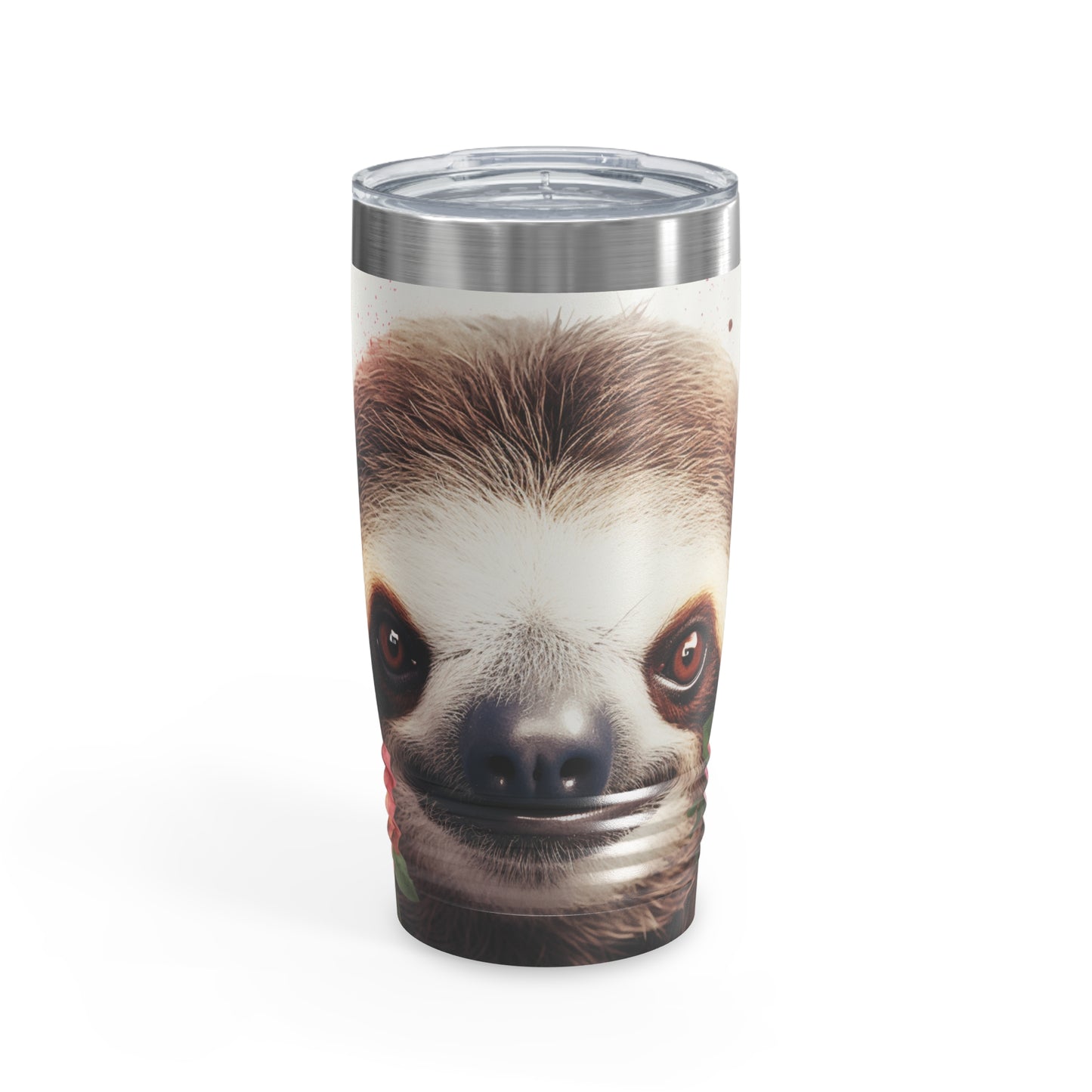 Custom Sloth in Flowers Tumbler - 20oz