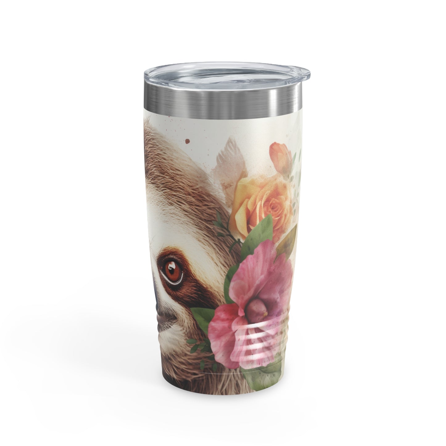 Custom Sloth in Flowers Tumbler - 20oz