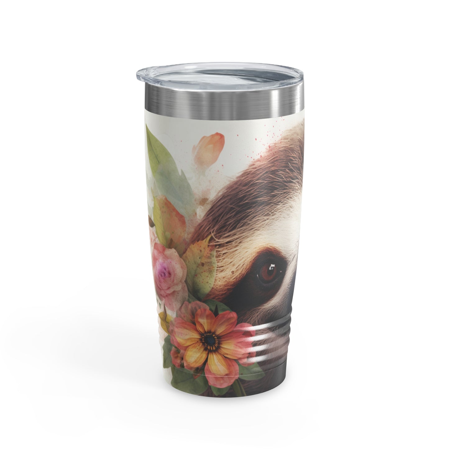 Custom Sloth in Flowers Tumbler - 20oz