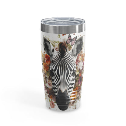 Custom Zebra in Flowers Tumbler - 20oz