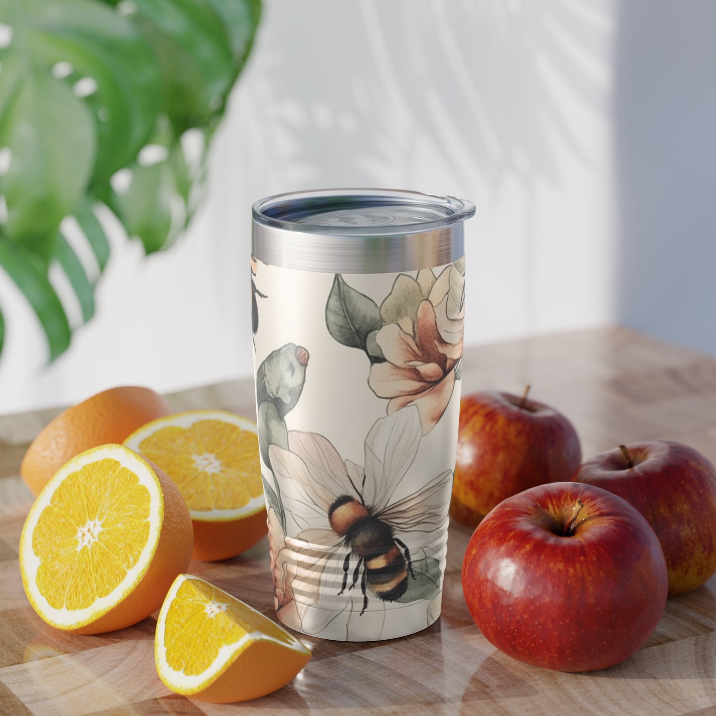 Custom Bees in Flowers Watercolor Tumbler - 20oz