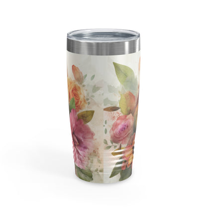 Custom Sloth in Flowers Tumbler - 20oz